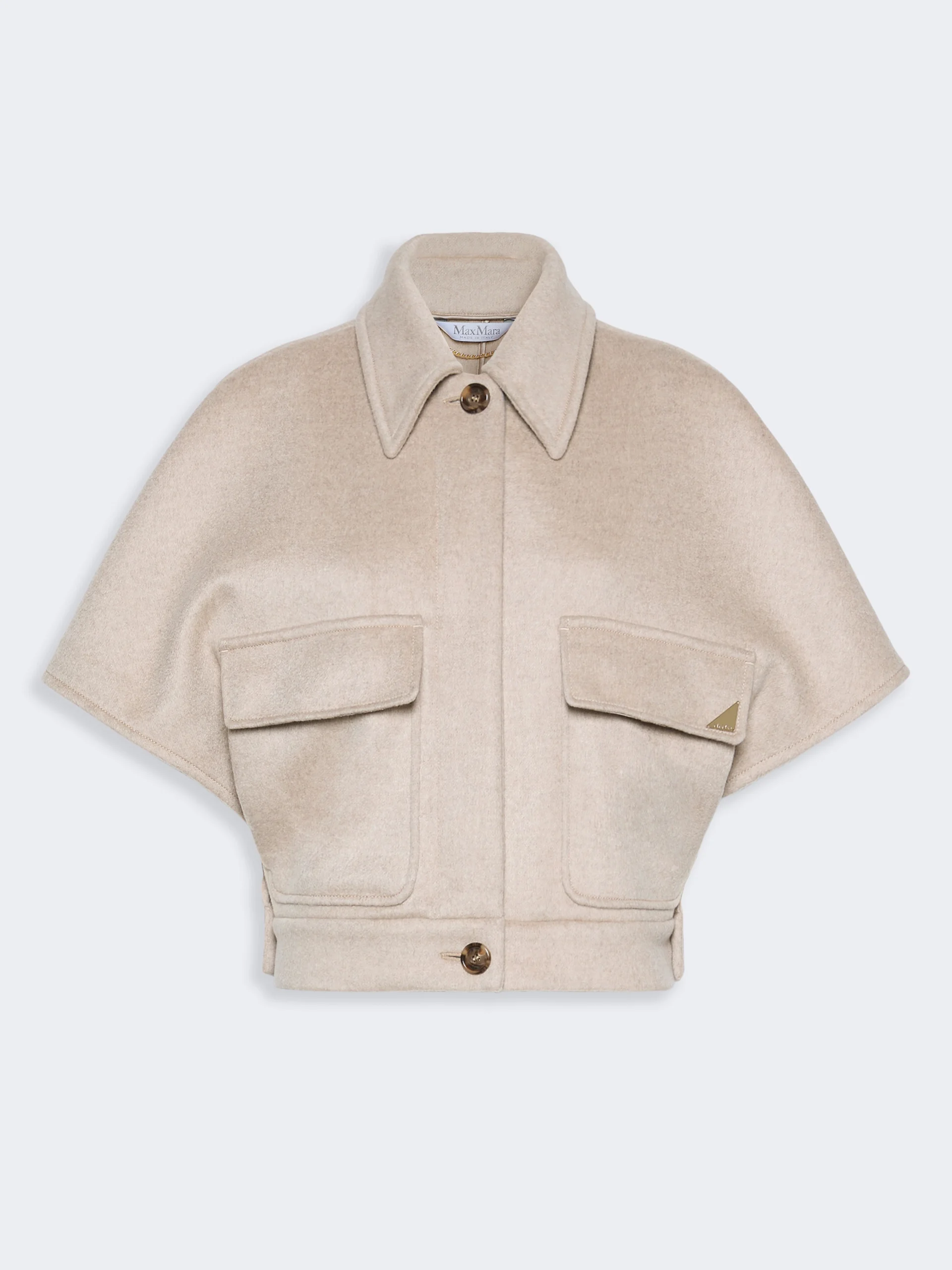 DREAM Boxy cape in cashmere drap - STONE - 1