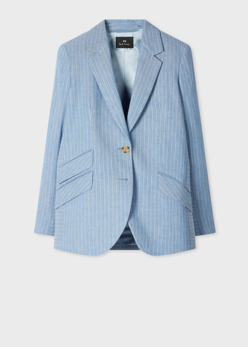 Women's Light Blue Pinstripe Blazer 1