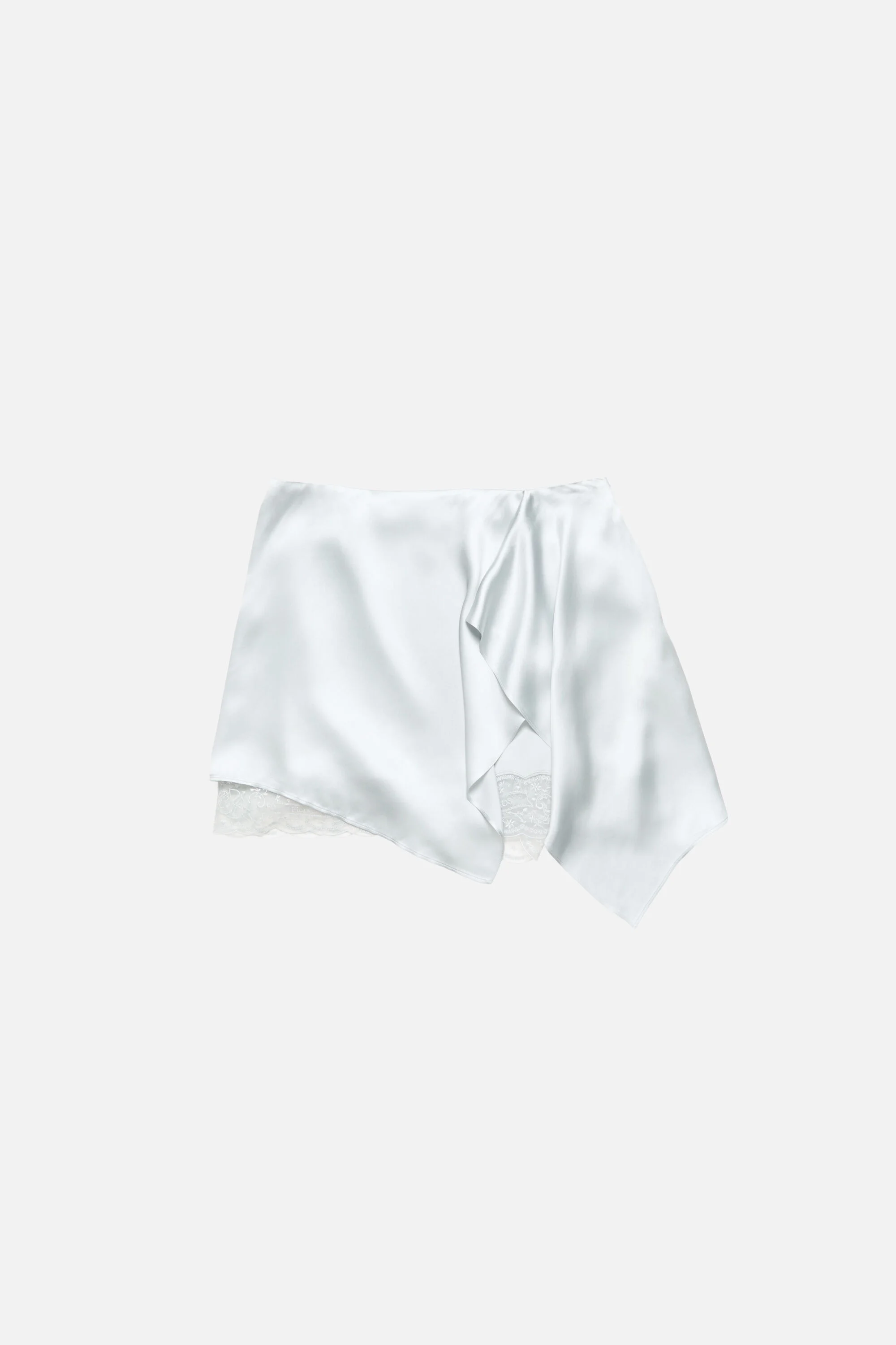 Ruffled satin skirt - Ice blue - 1