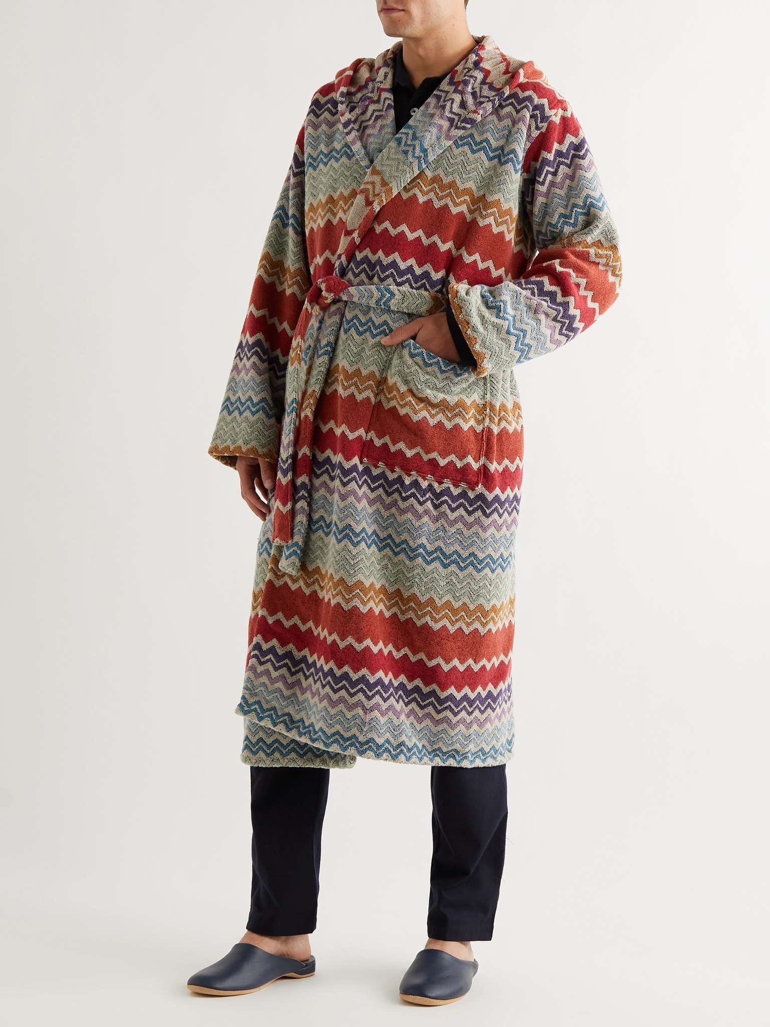 Rufus Cotton-Terry Jacquard Hooded Robe - 2