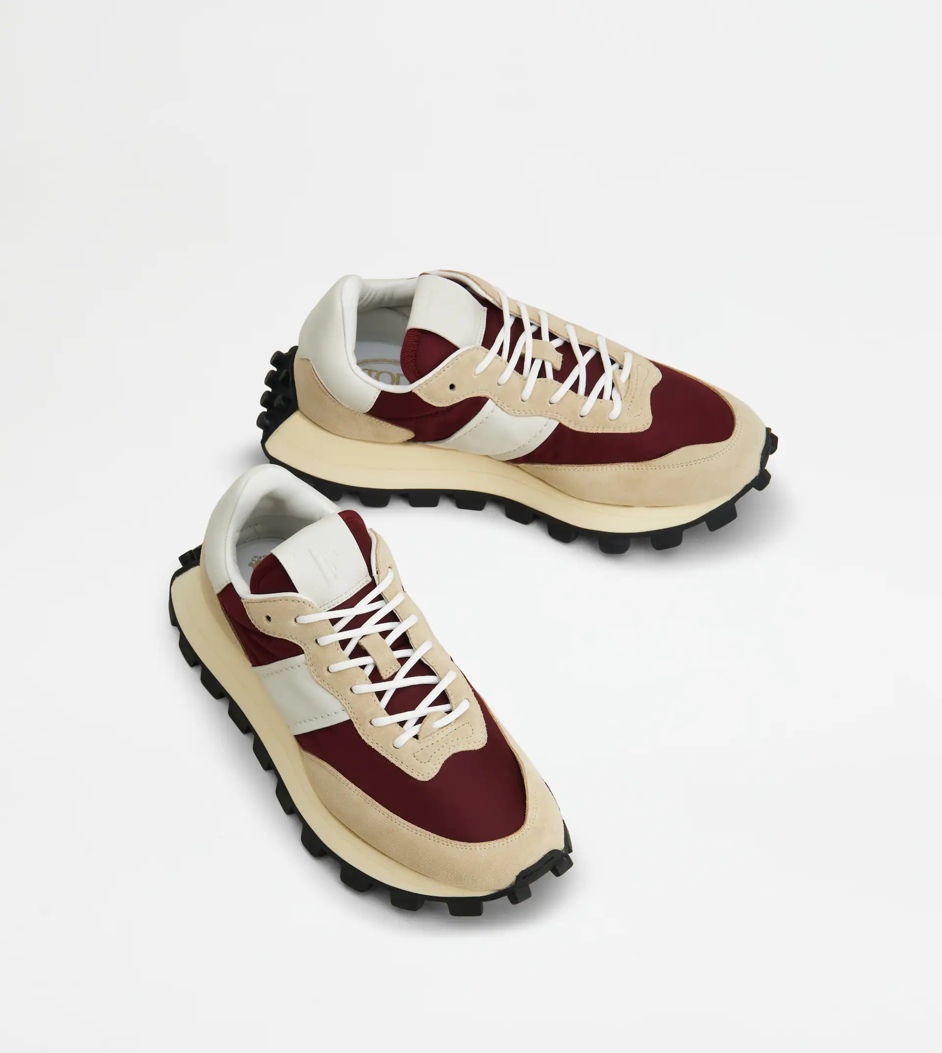SNEAKERS TOD'S 1T IN SUEDE AND FABRIC - BEIGE, BURGUNDY, WHITE - 3