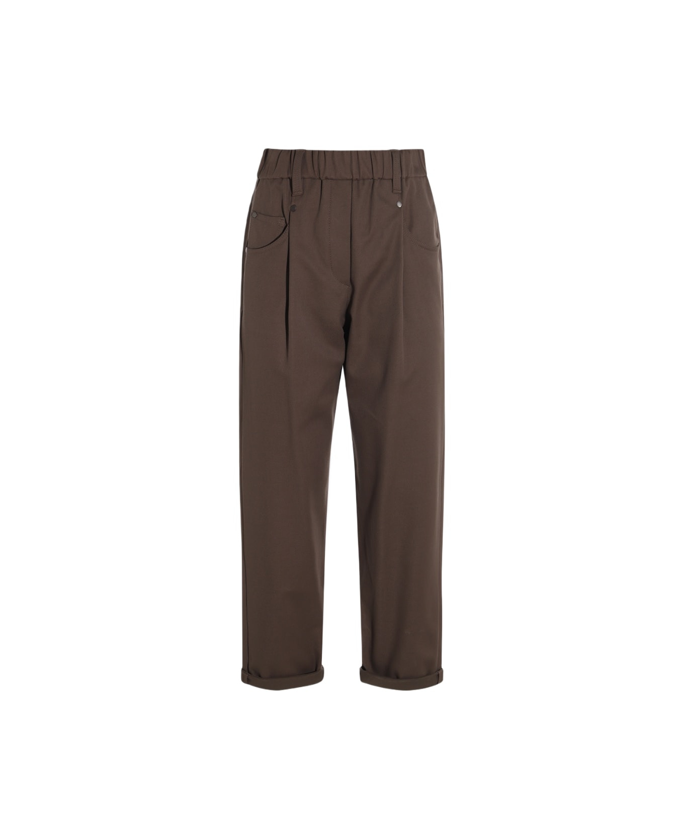 Brown Cotton Pants - 1