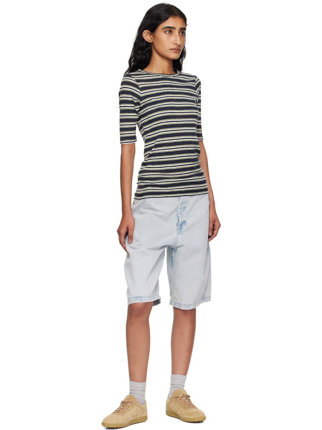 Blue Twisted Denim Shorts - 4