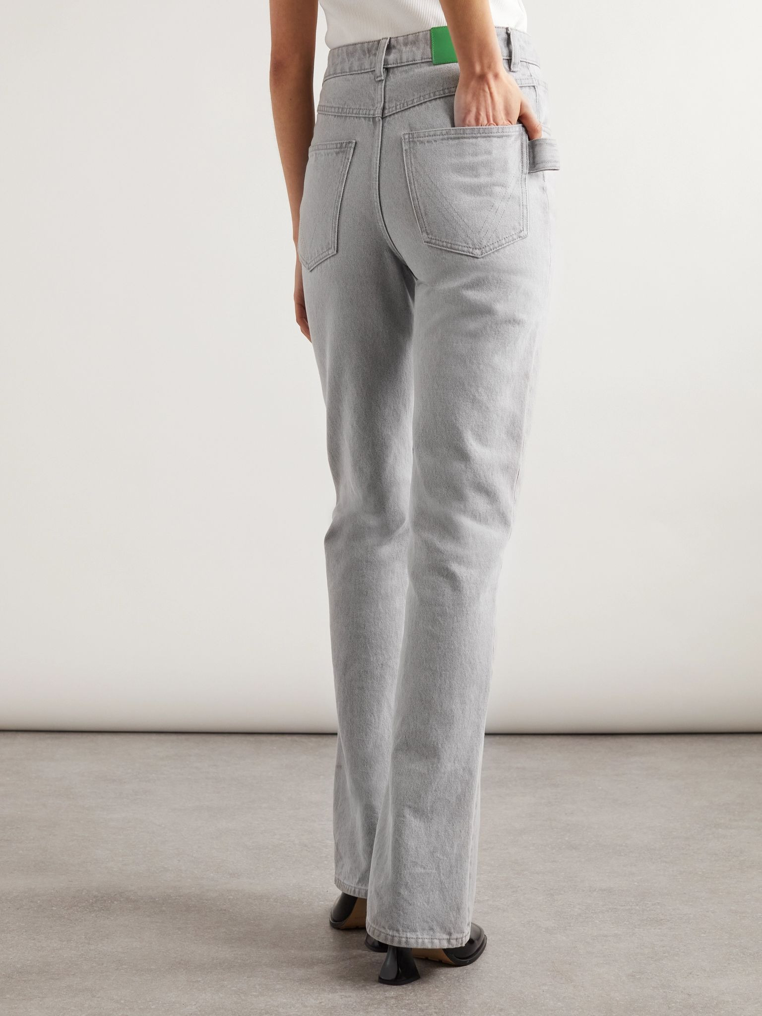 High-rise straight-leg jeans Light gray - 3