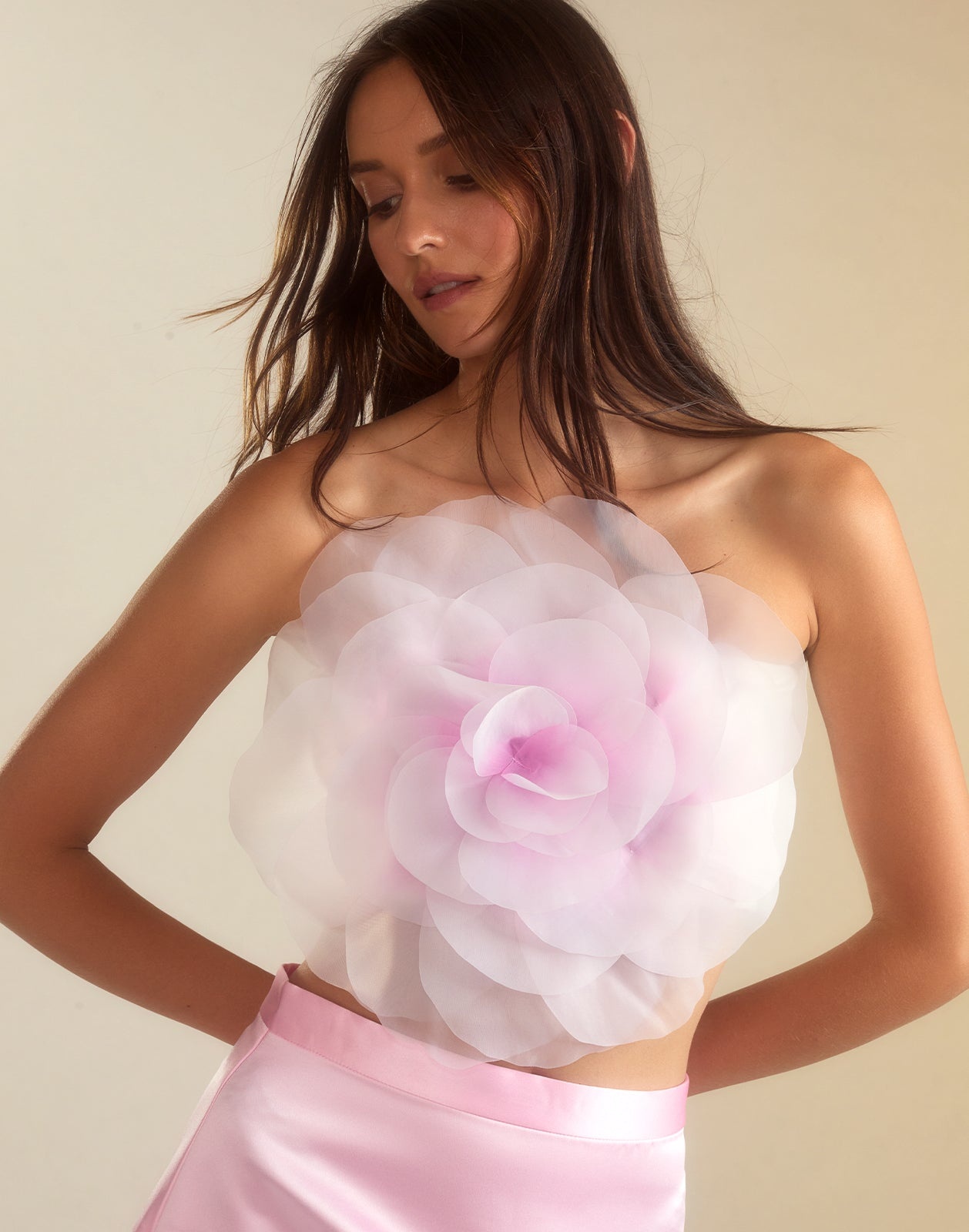 Gradient Organza Flower Bandeau - 4