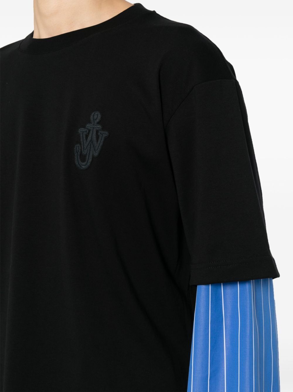 striped-sleeve cotton T-shirt - 5