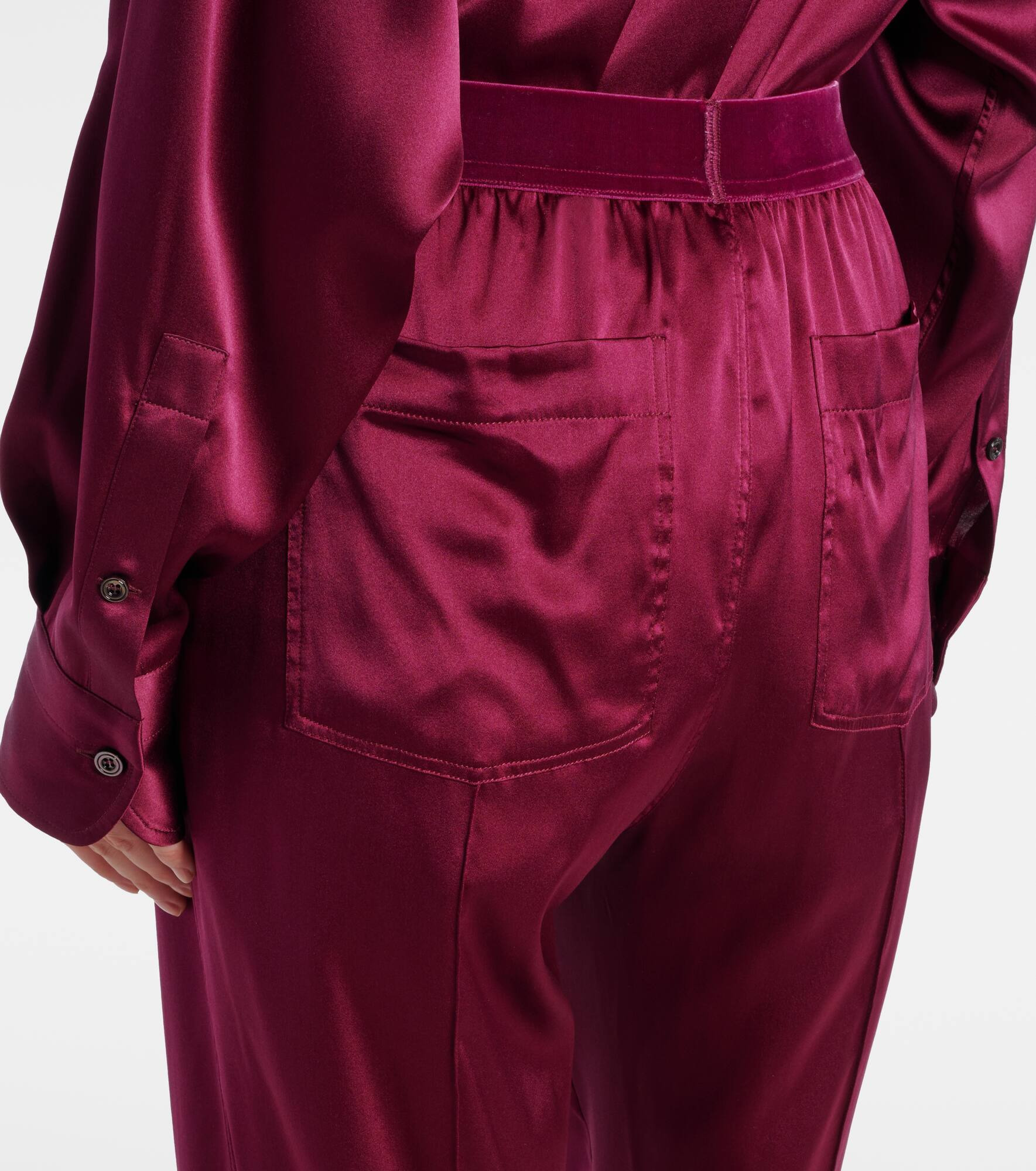 Silk-blend satin wide-leg pants - 5