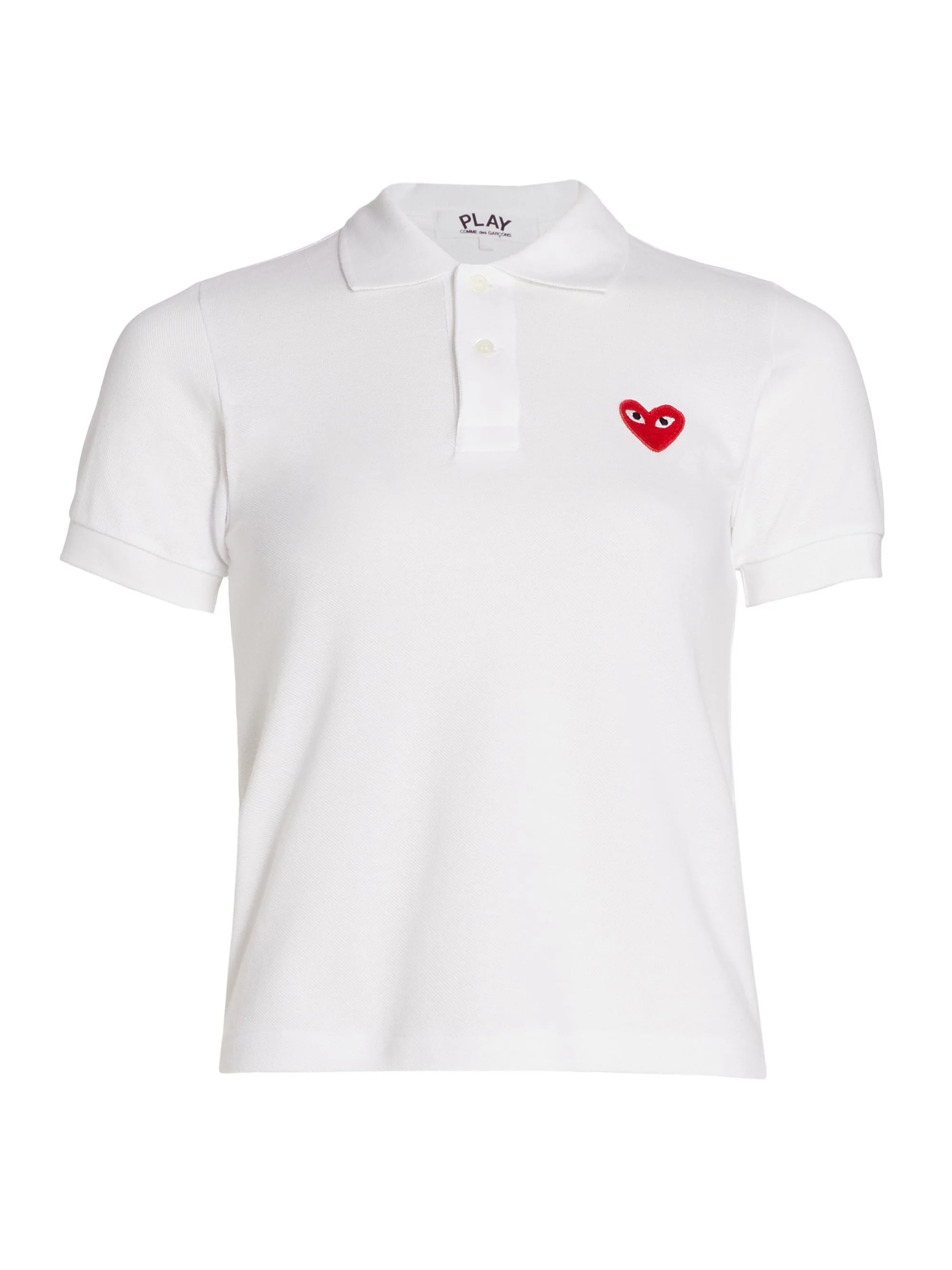 Women's Embroidered Heart Polo Shirt - White - 1