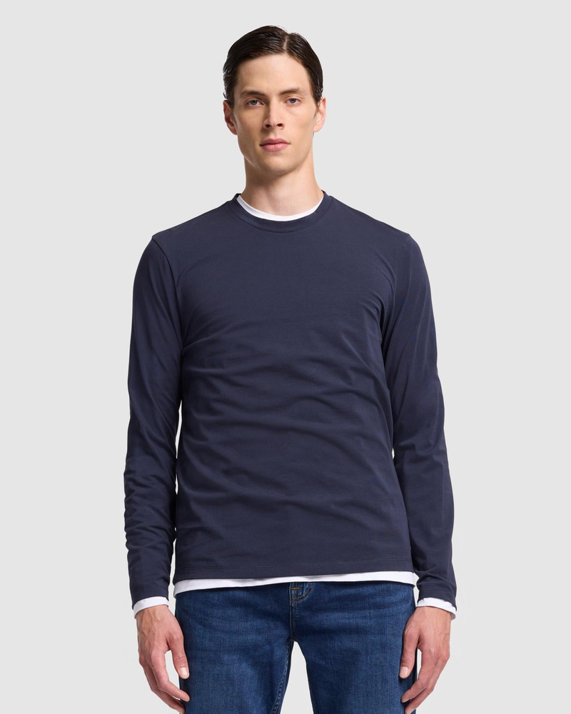7 For All Mankind Luxe Performance Long Sleeve Tee in Navy outlook