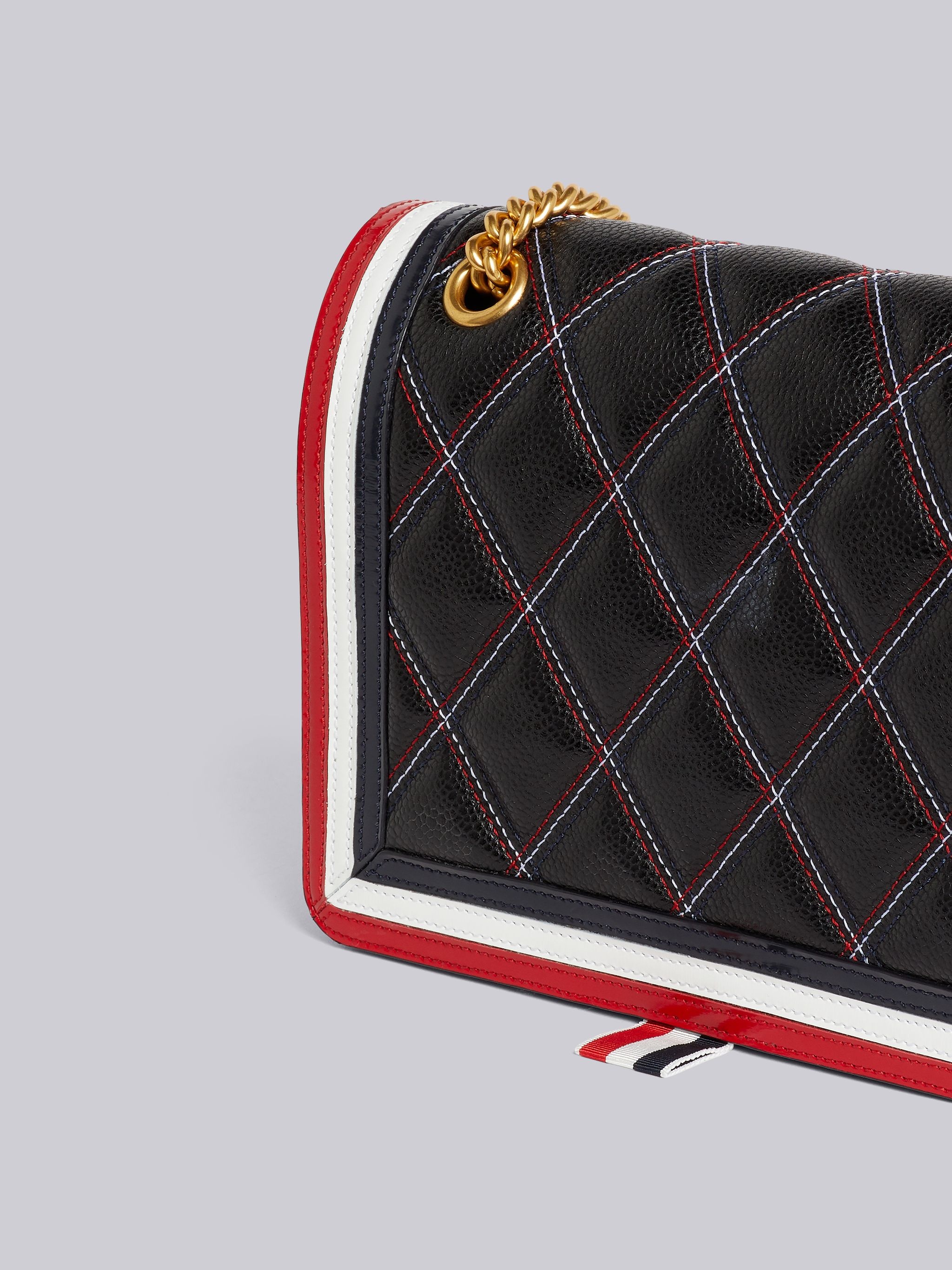 Black Agneau Caviar Multicolor Criss-cross Quilted Small Flap Shoulder Bag - 2