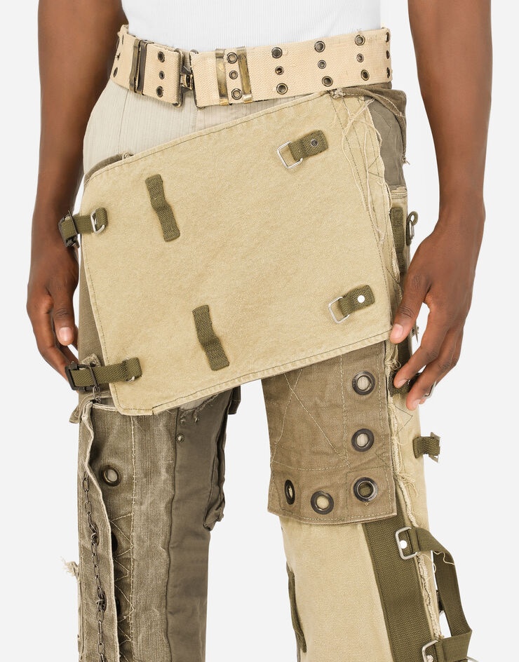 Cargo pants with vintage appliqués - 4