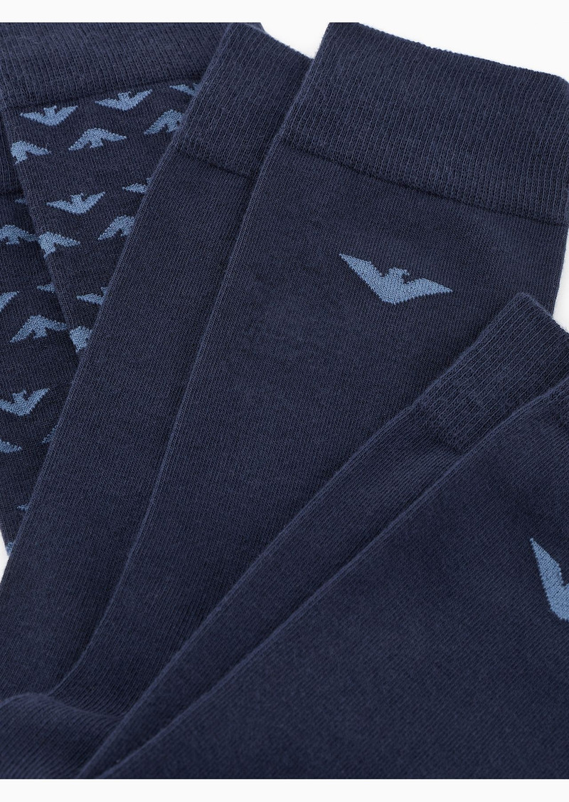 EMPORIO ARMANI Three-pack of socks with jacquard eagle pattern outlook