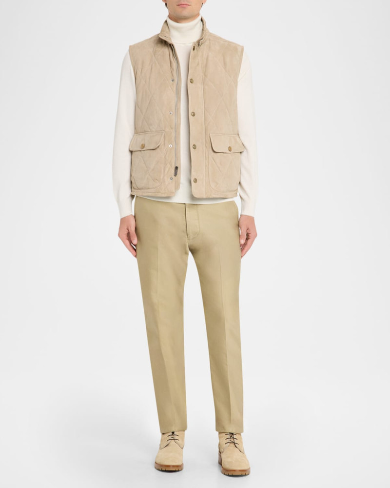 Ralph Lauren Men's Carleton Quilted Suede Full-Zip Vest outlook
