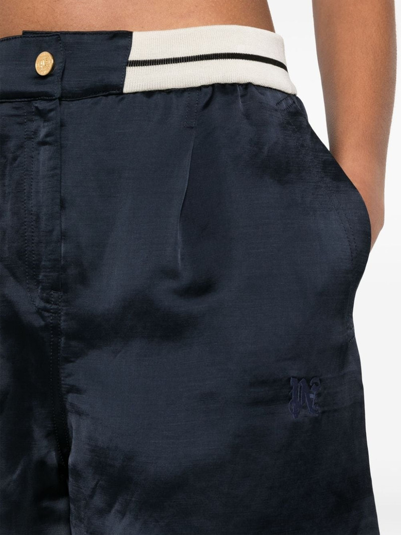 monogram-embroidered satin-weave shorts 5