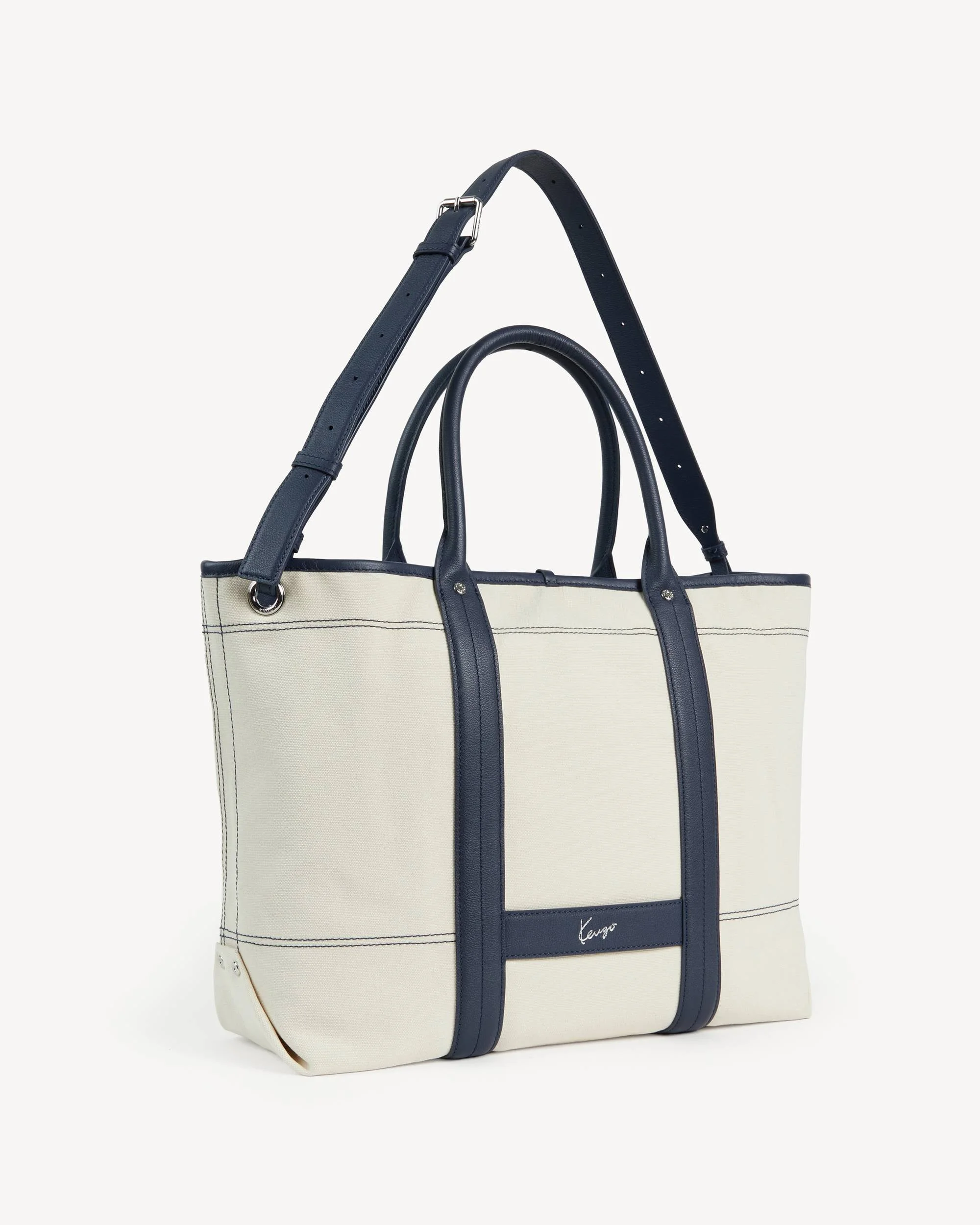 'KENZO Utility' reversible large tote bag in canvas and leather - 1