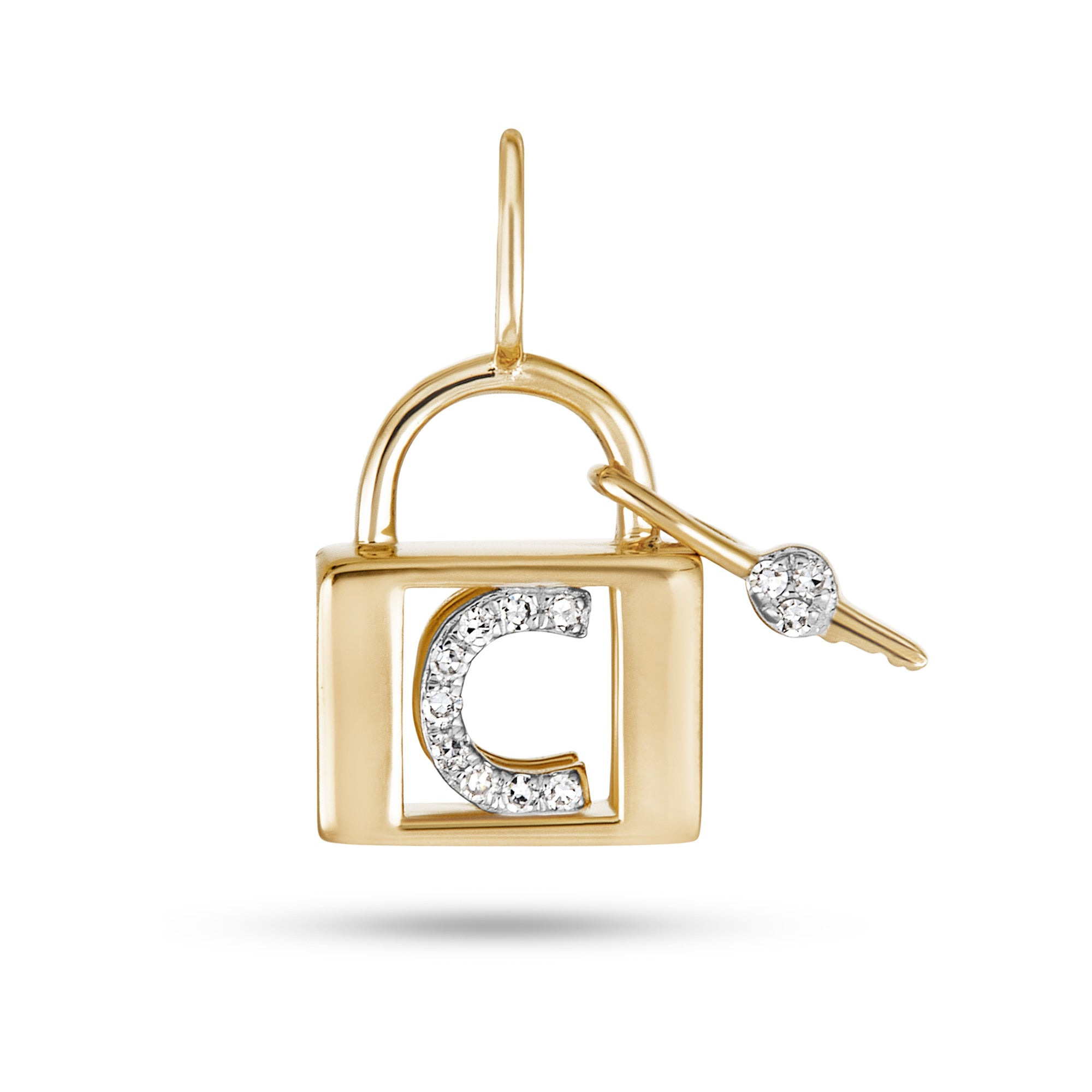 Love Lock Diamond Initial Charm - 7