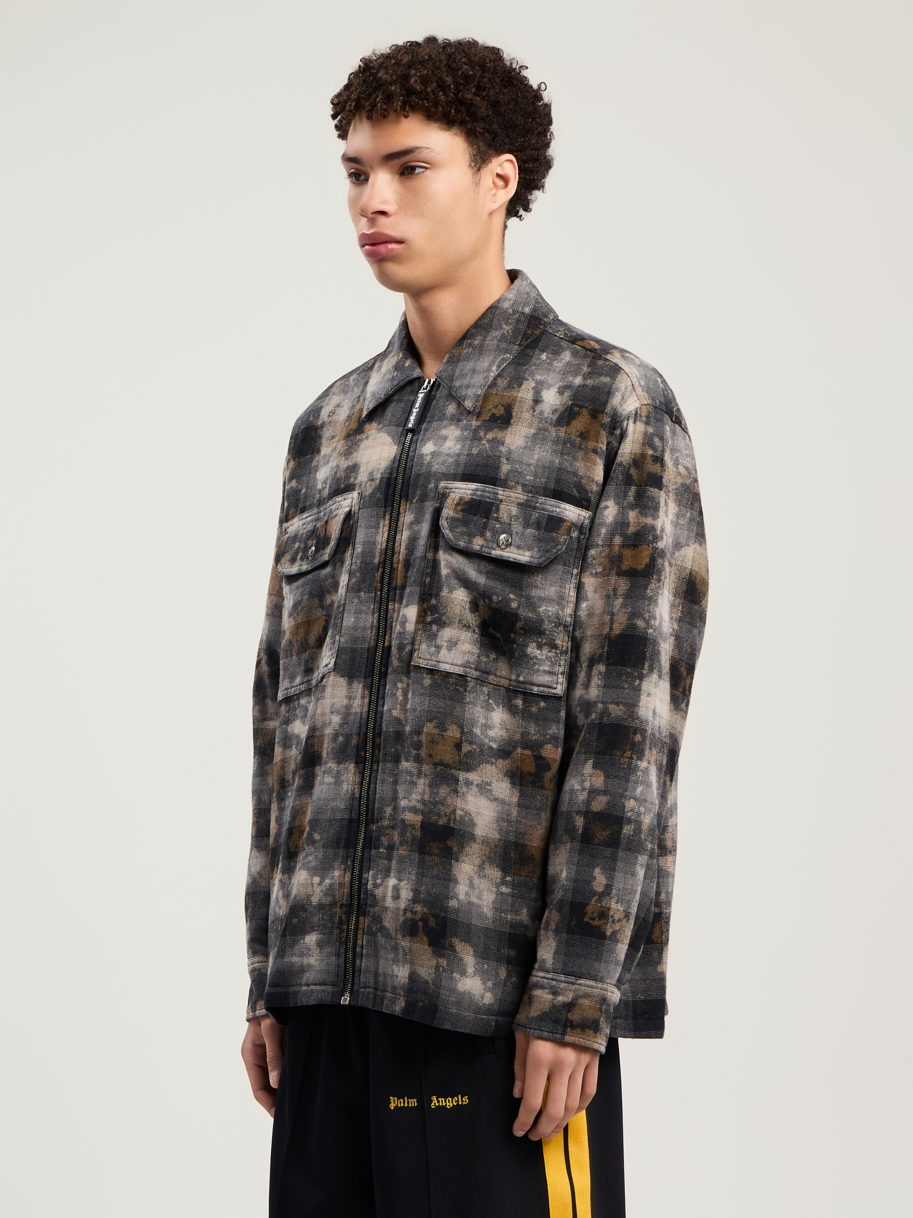 Curved Logo Check Overshirt - 4
