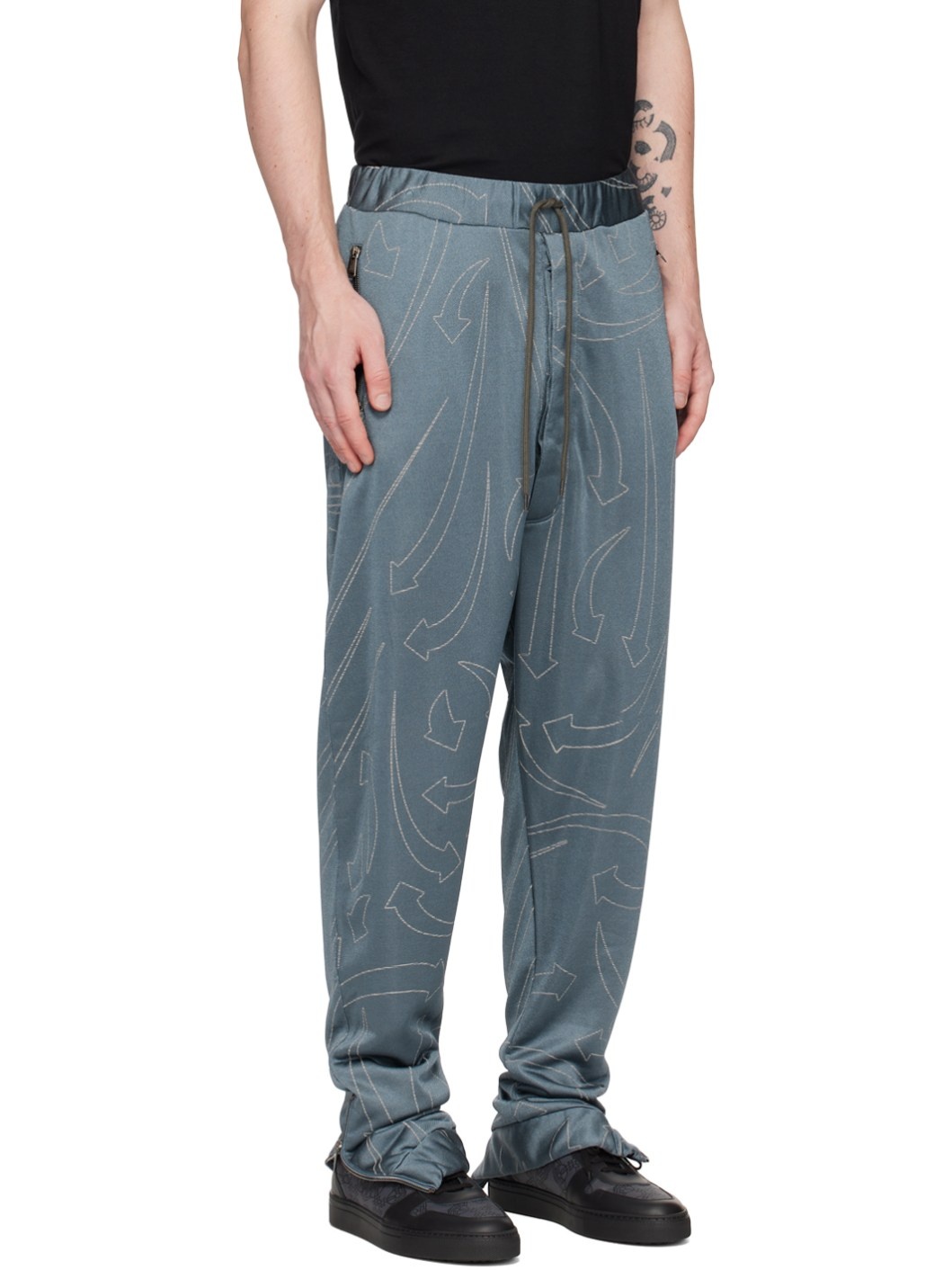 Gray Embroidered Track Pants - 2