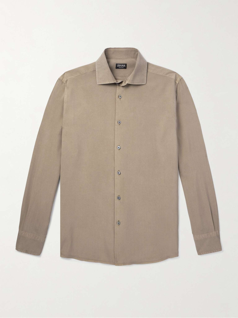Garment-Dyed Silk Shirt - 1