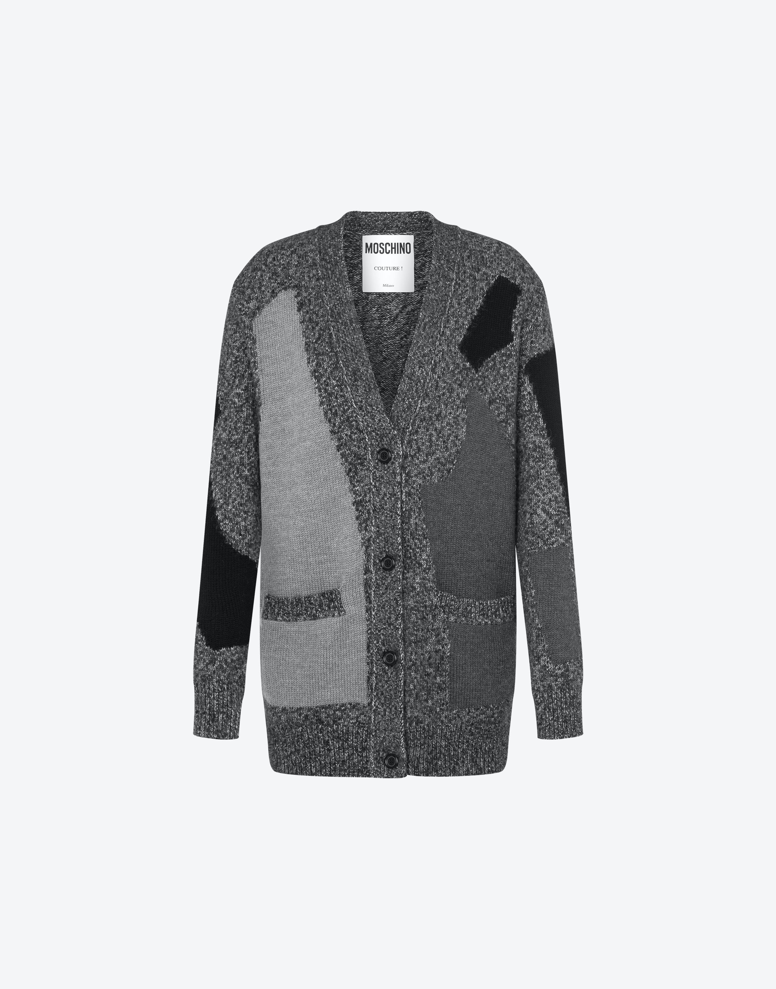PATCHWORK MOULINÉ AND ALPACA WOOL CARDIGAN - 1