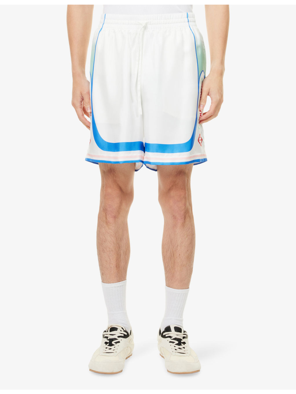 Graphic-Print Drawstring Silk Shorts - 3