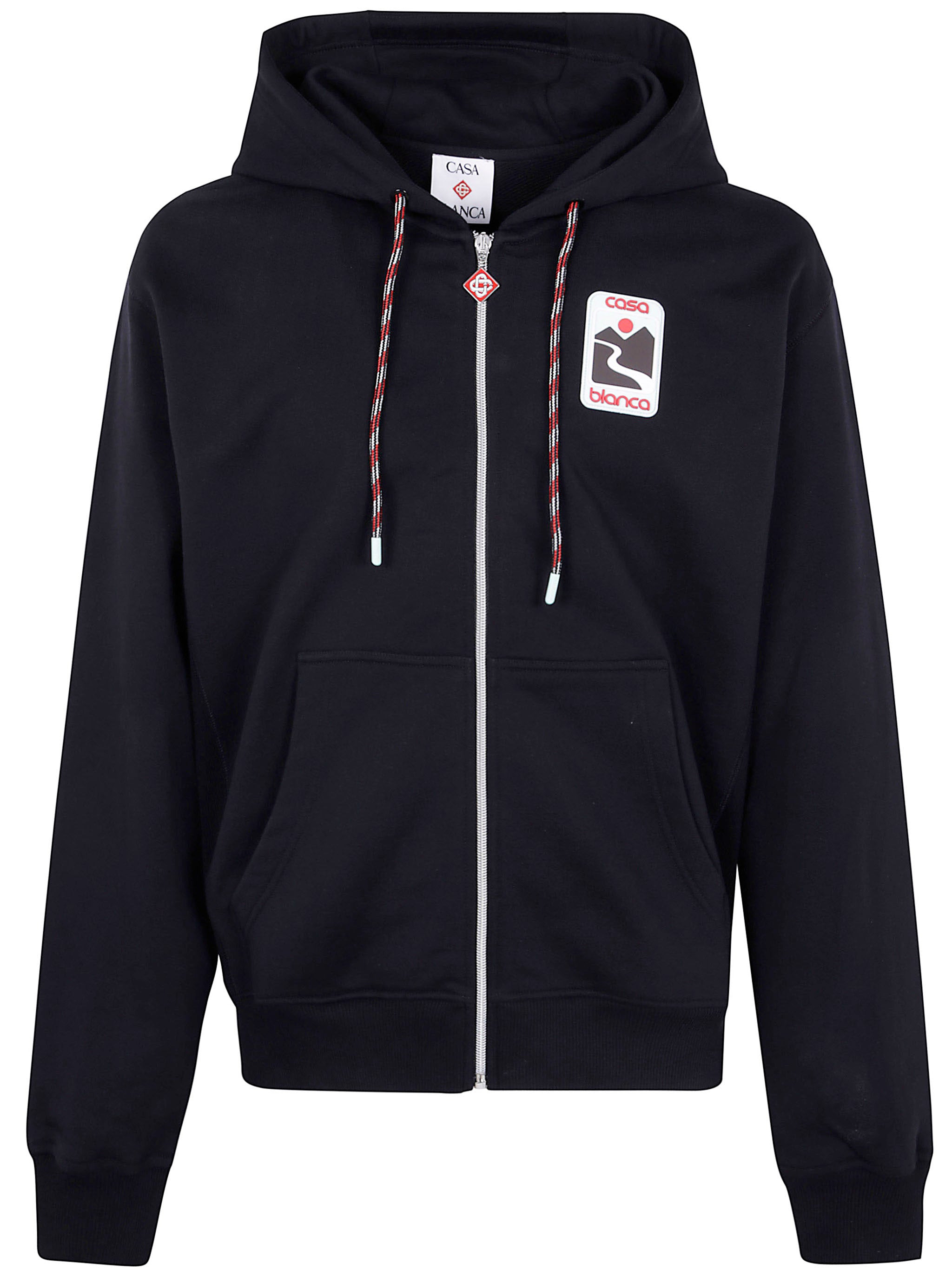 Casablanca Men "Sunset Valley" Rubber Patch Zip Through Hoodie - 6
