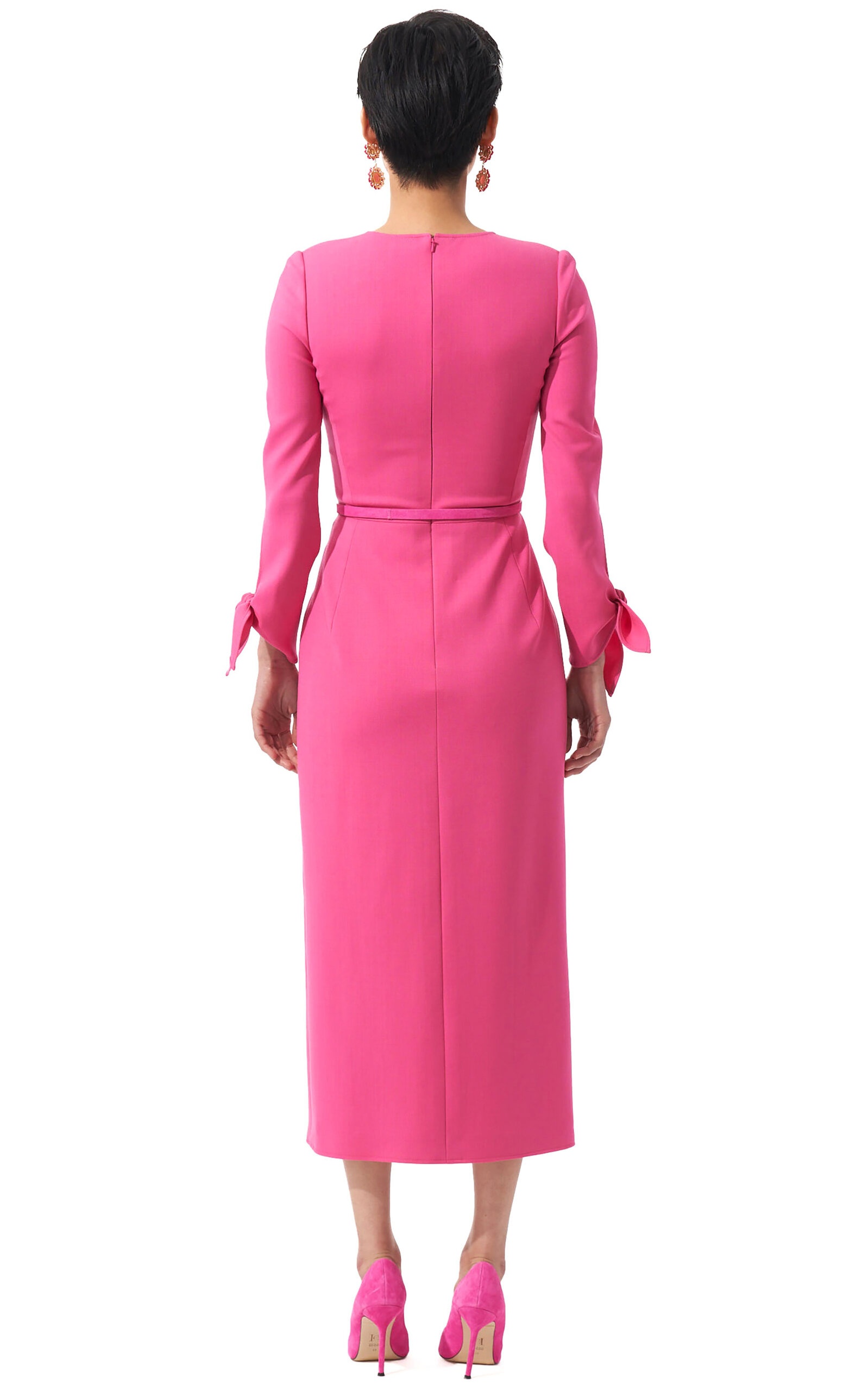 Tie-Detailed Wool-Blend Midi Dress pink - 7