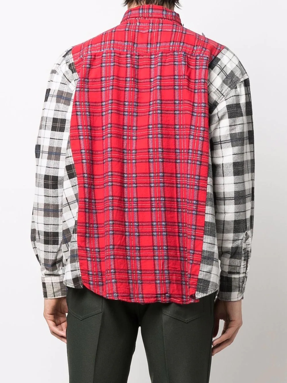 patchwork checked shirt - 4