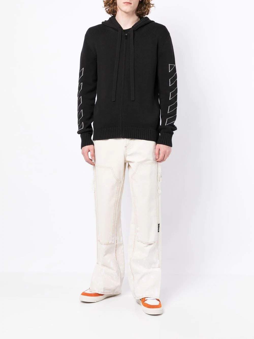 Diag Outline knitted zip-up hoodie - 3