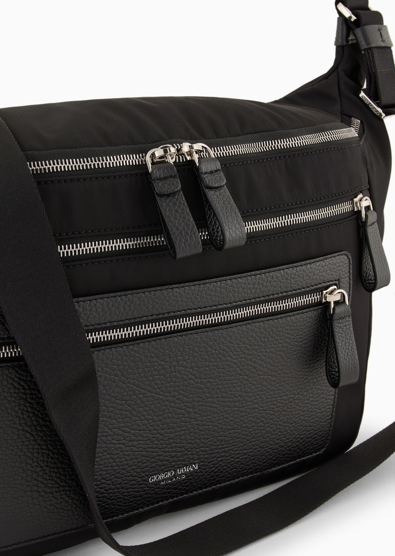 ASV nylon and pebbled leather large crossbody bag - 5