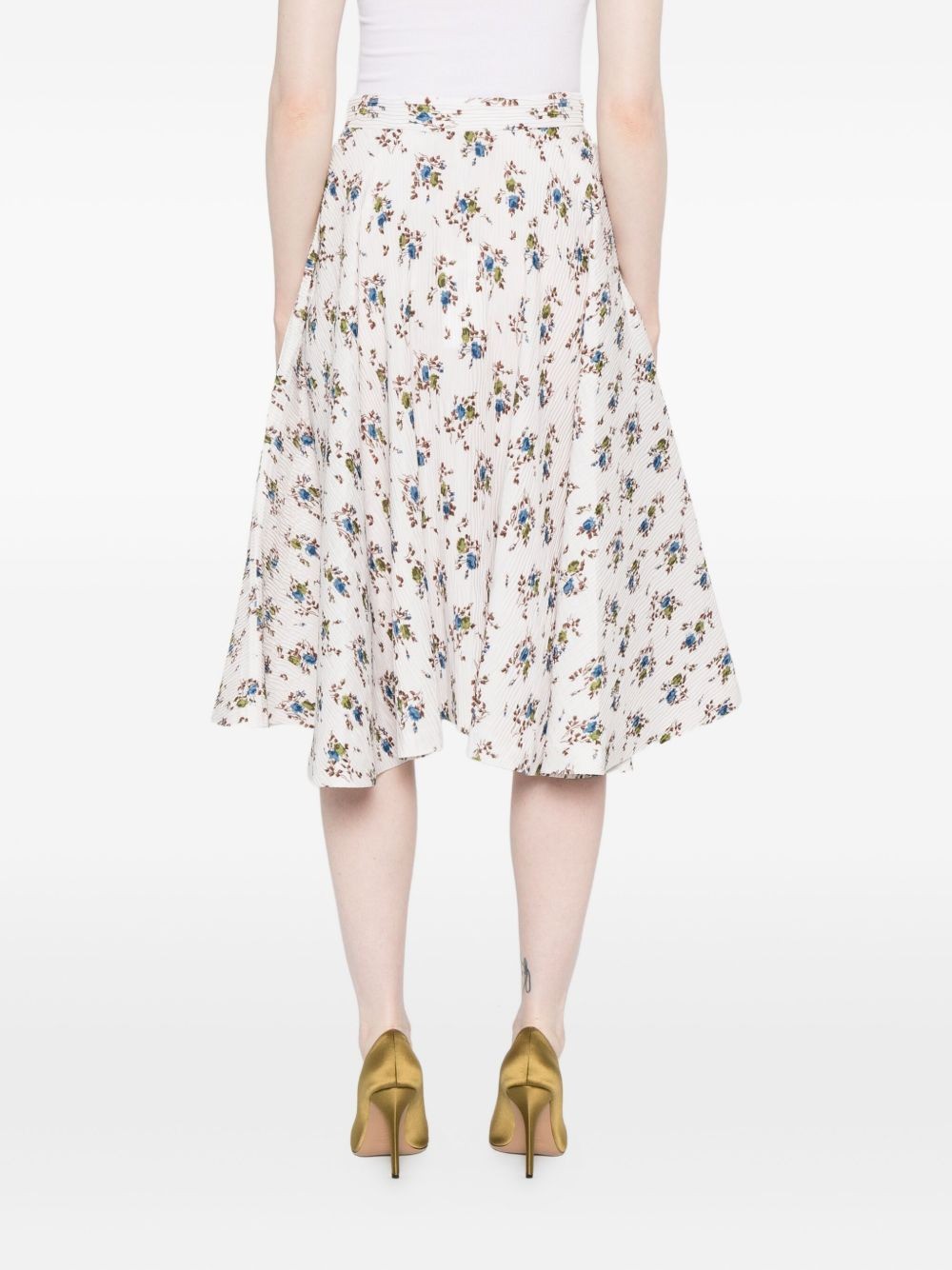 floral-print pleated midi skirt - 4