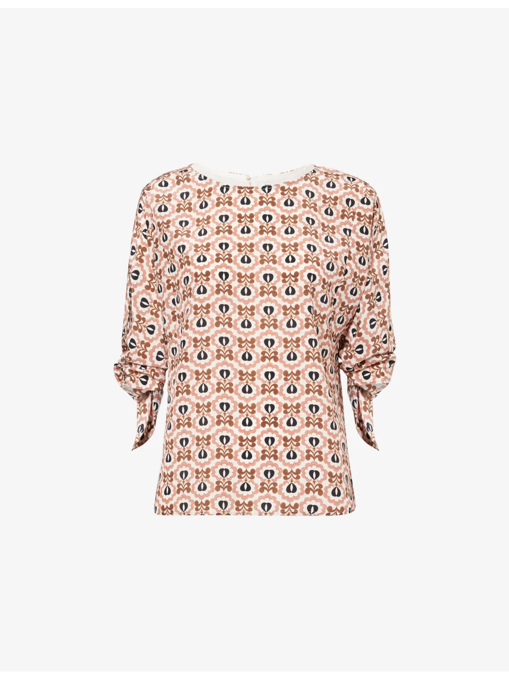 Flared Printed Silk Top - 1