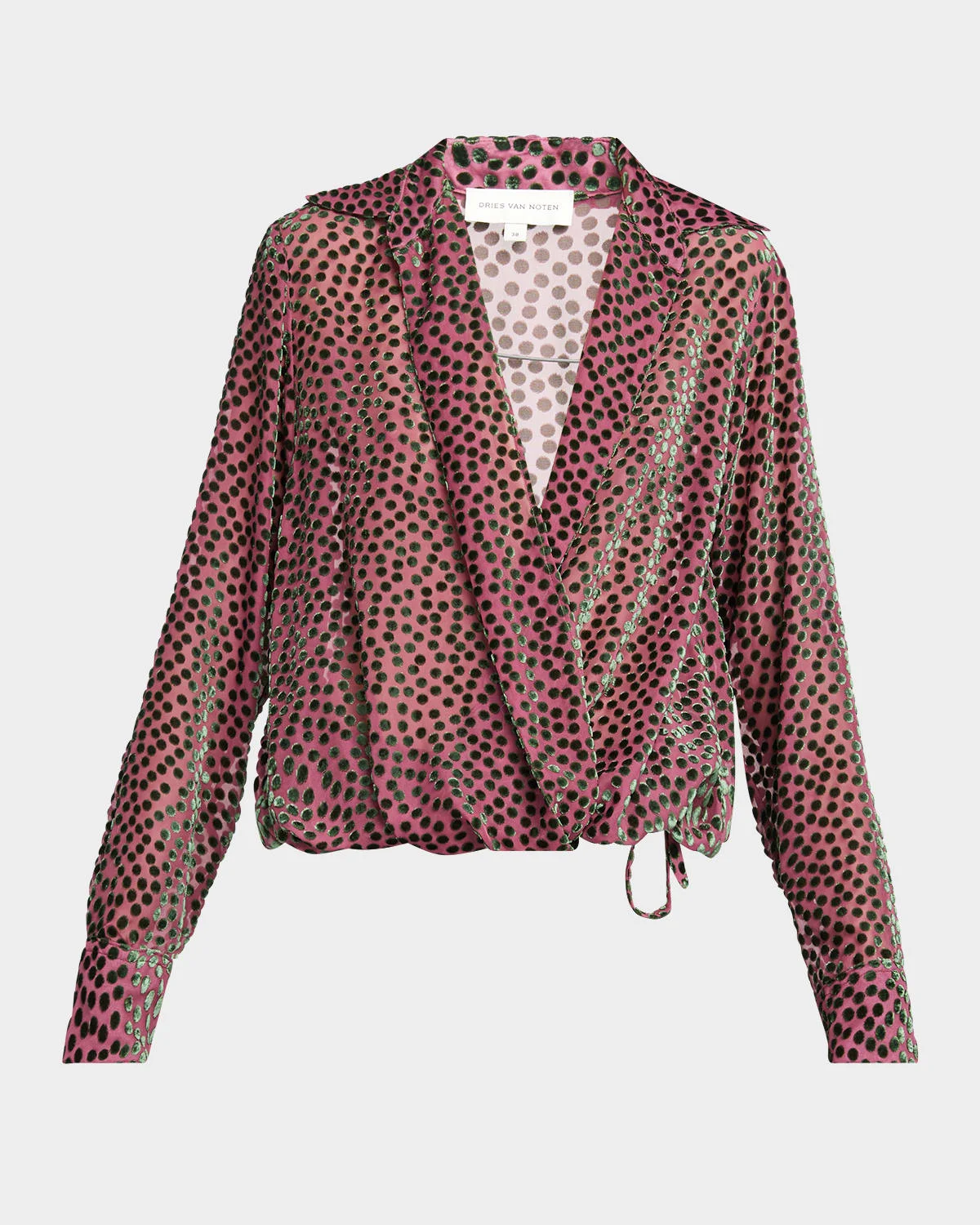 Cedal Polka-Dot Velvet Devore Wrap Top - 1