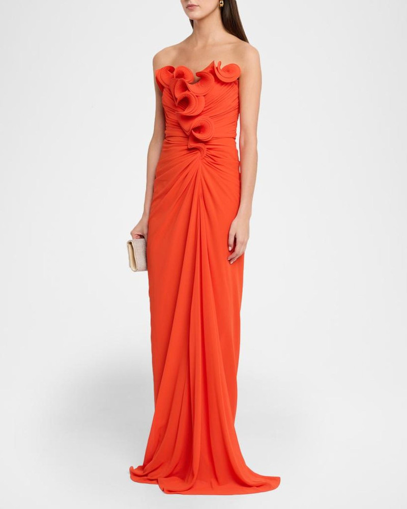 Strapless Ruched Georgette Gown 4