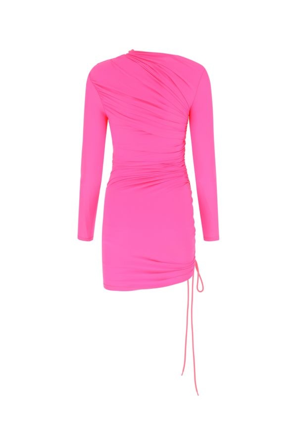 Balenciaga Woman Fluo Pink Stretch Nylon Mini Dress - 2