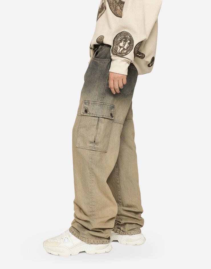 Overdyed dégradé denim cargo jeans - 4