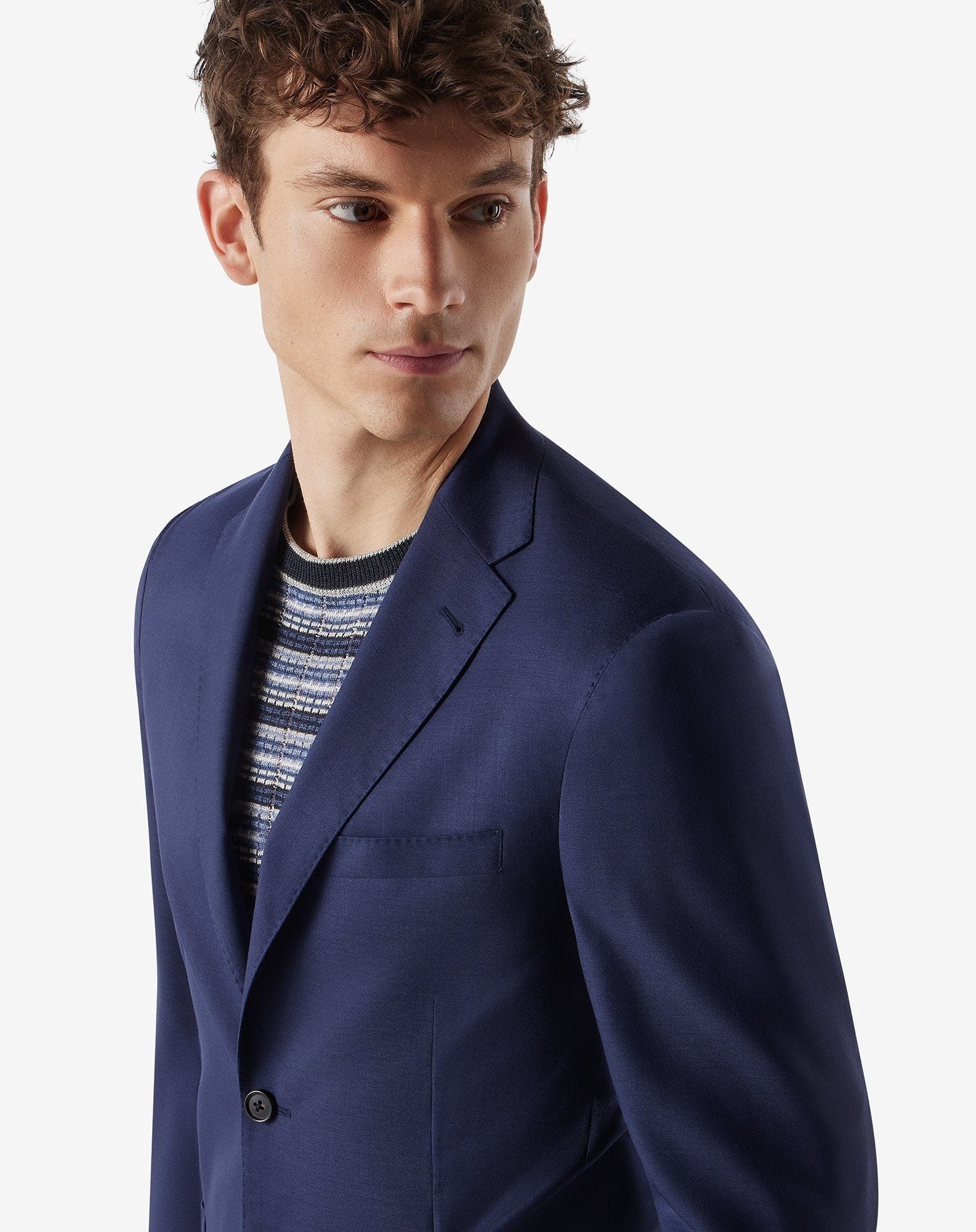 Blue extra light wool and silk jacket - 4