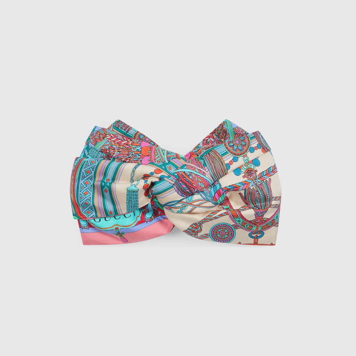 Tassel and chain print silk headband - 1