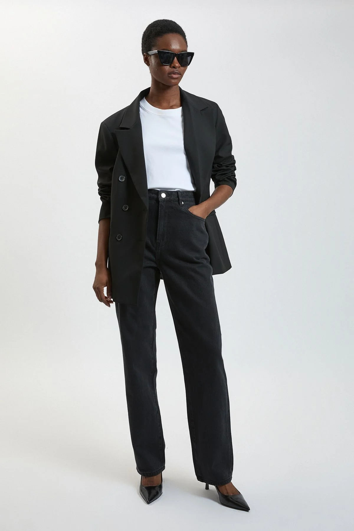Rigid Denim High Rise Straight Leg Jean - 1