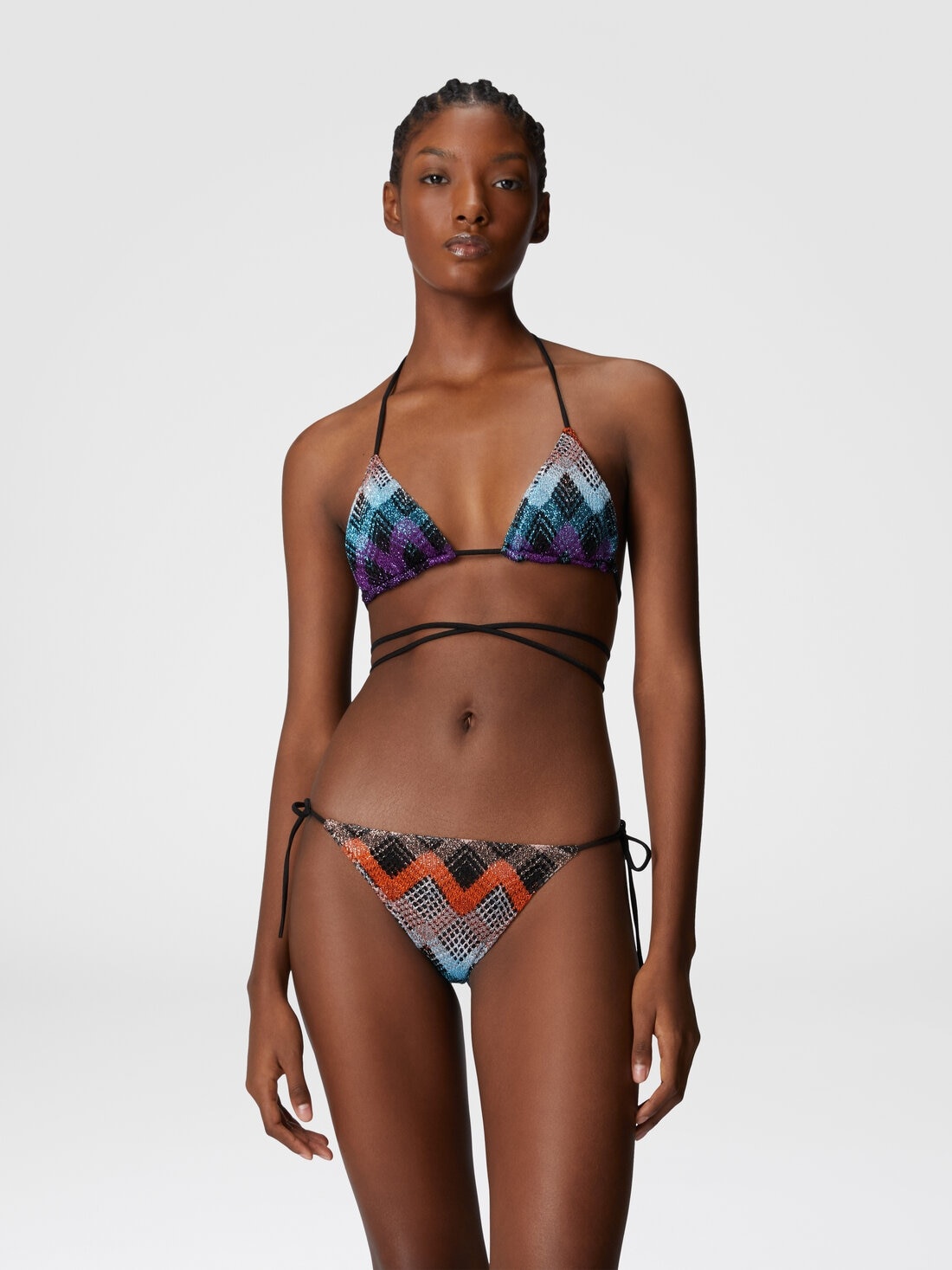 Bikini with customizable ties and zig zag pattern - 2