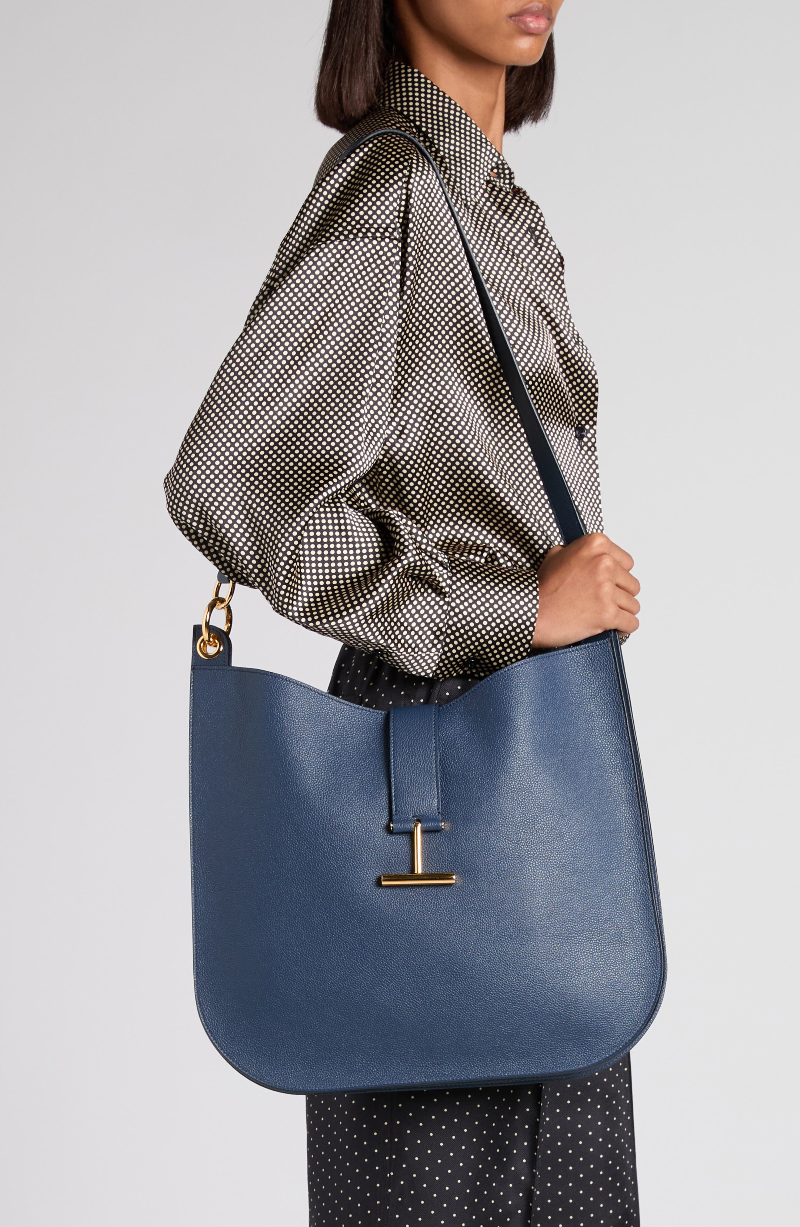 TOM FORD Large Tara Leather Hobo Bag in 1L087 Denim Blue at Nordstrom - 2
