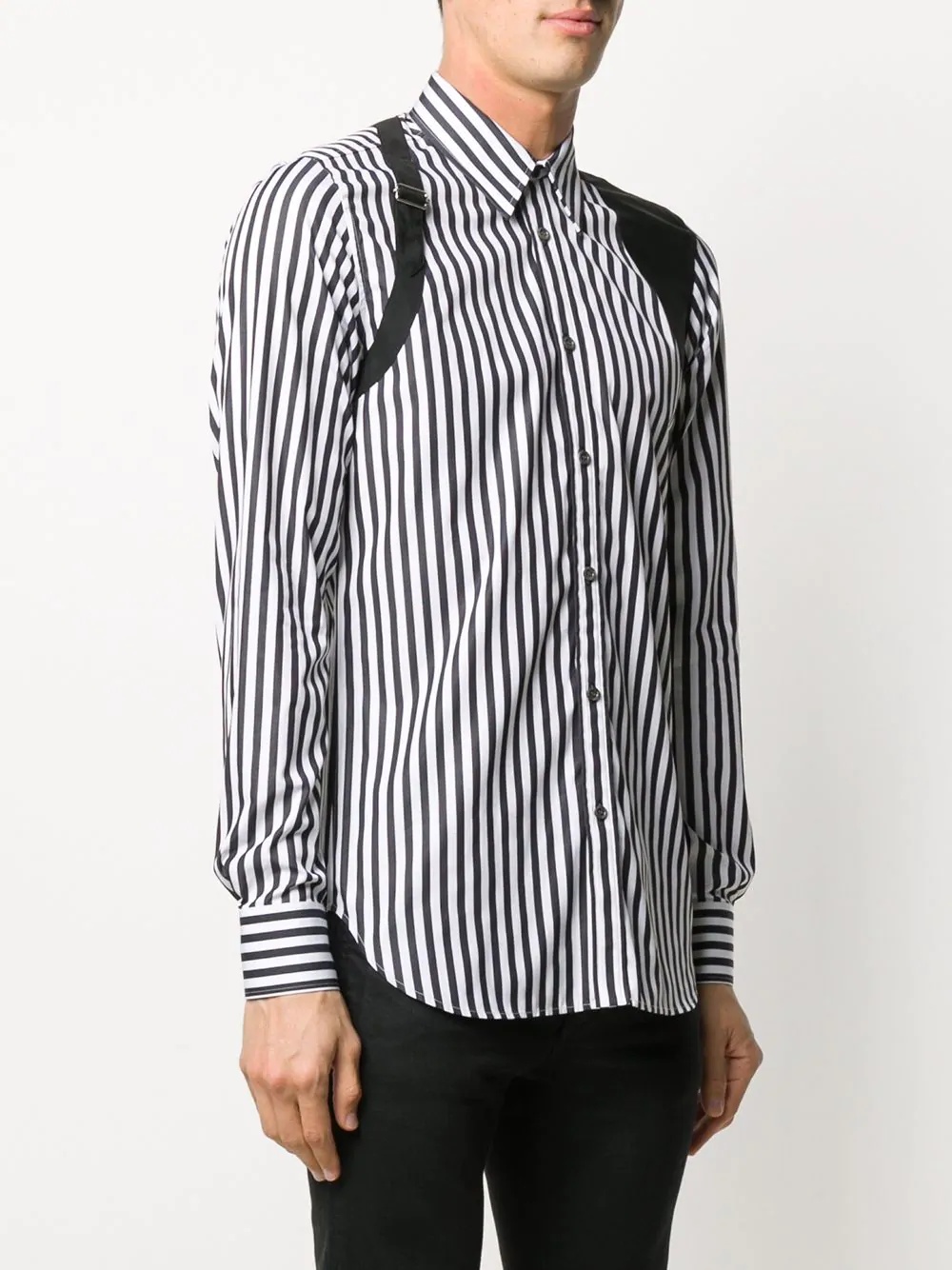 harness detail striped shirt - 3