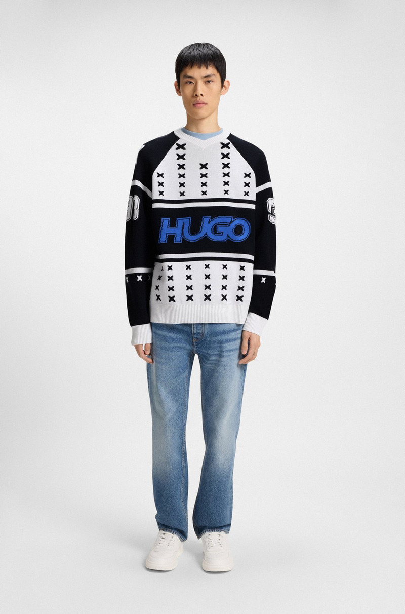 HUGO OVERSIZE-FIT SWEATER WITH ICE-HOCKEY-INSPIRED ARTWORK outlook