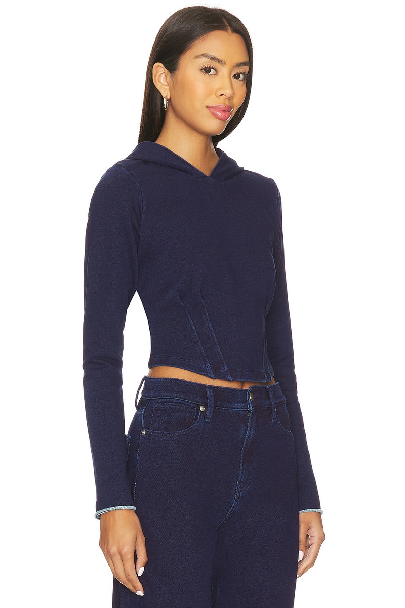 GOOD AMERICAN Jeanius Corset Hoodie outlook