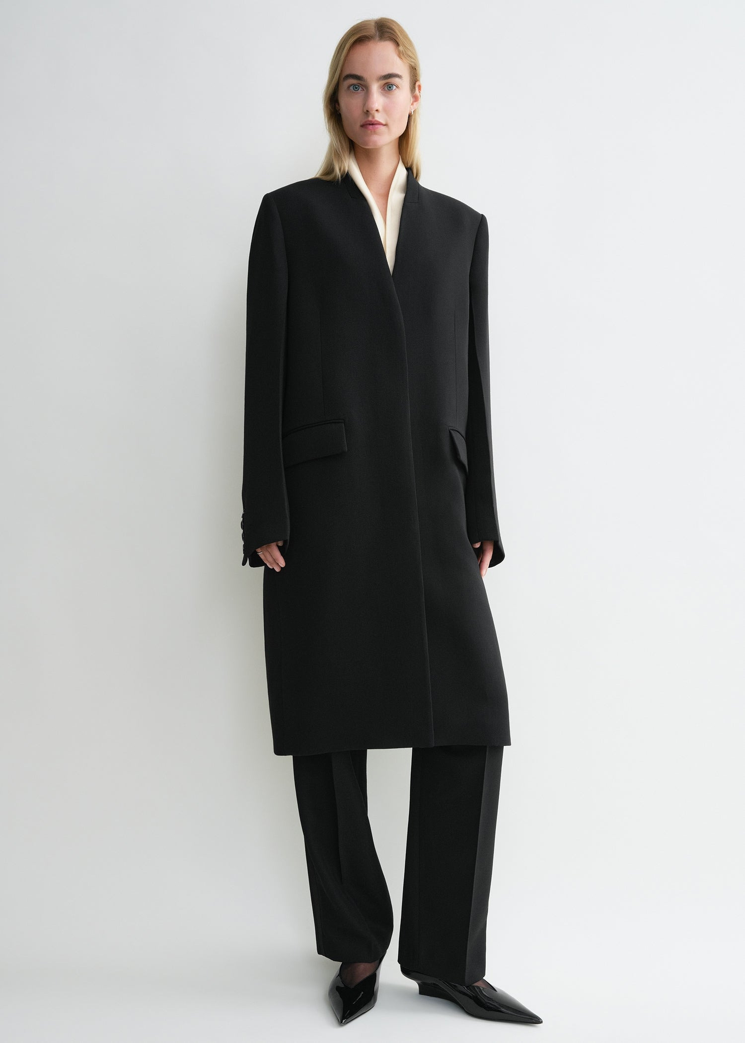Deep pleat coat black - 3