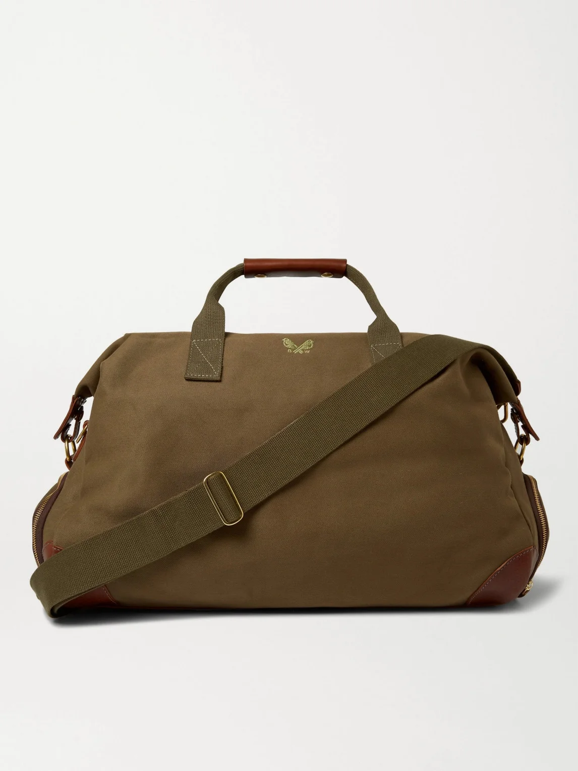 Weekender Leather-Trimmed Cotton-Canvas Holdall - 1