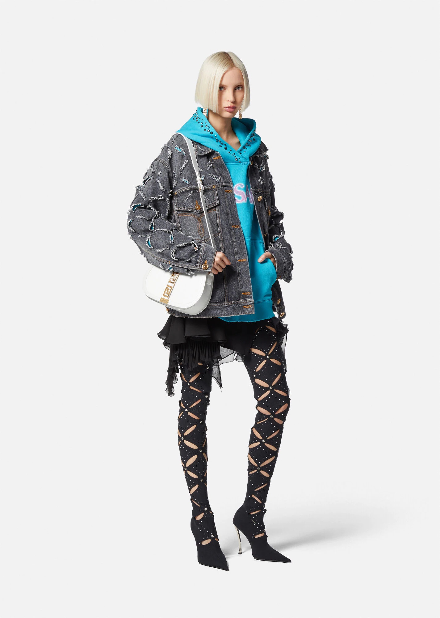 Studded Distressed Logo Hoodie - 2