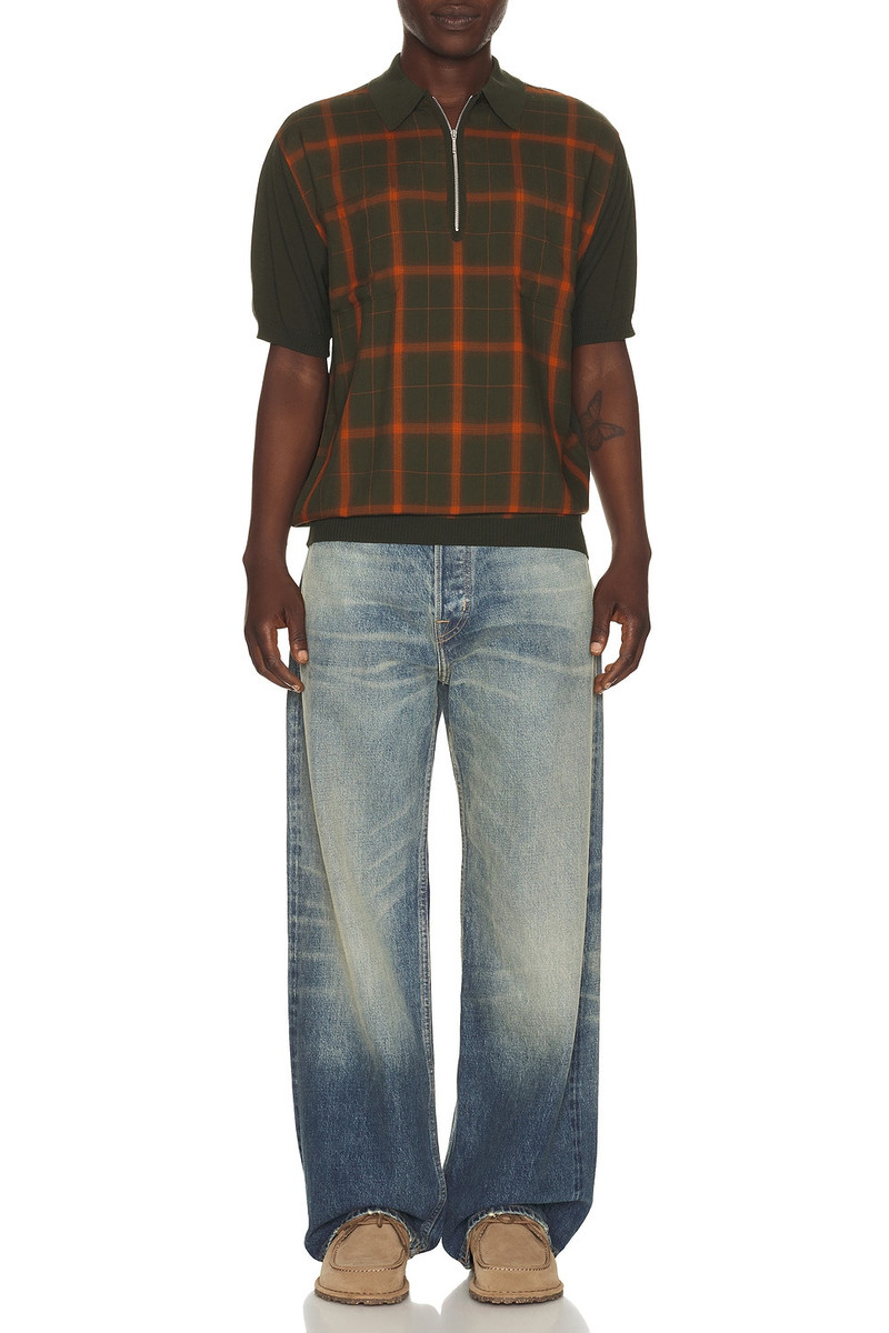 BEAMS PLUS Half Zip Panel Polo Ombre Plaid outlook