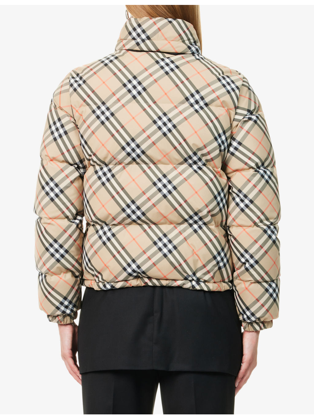 Check-Print Hooded Shell-Down Jacket - 4