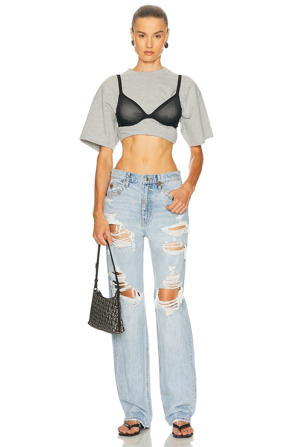 Distressed Mid Rise Wide Leg - 5